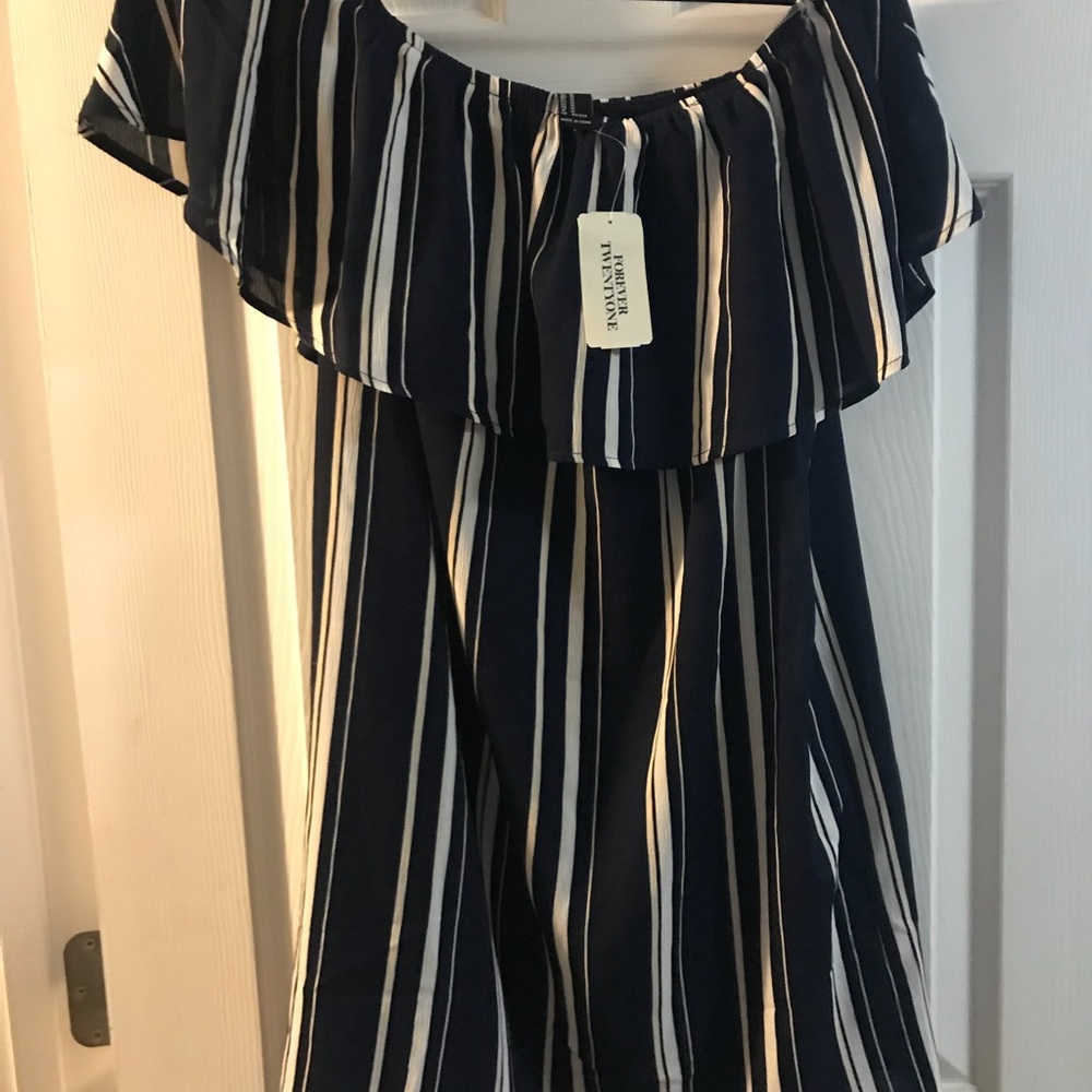off the shoulder stripped dress